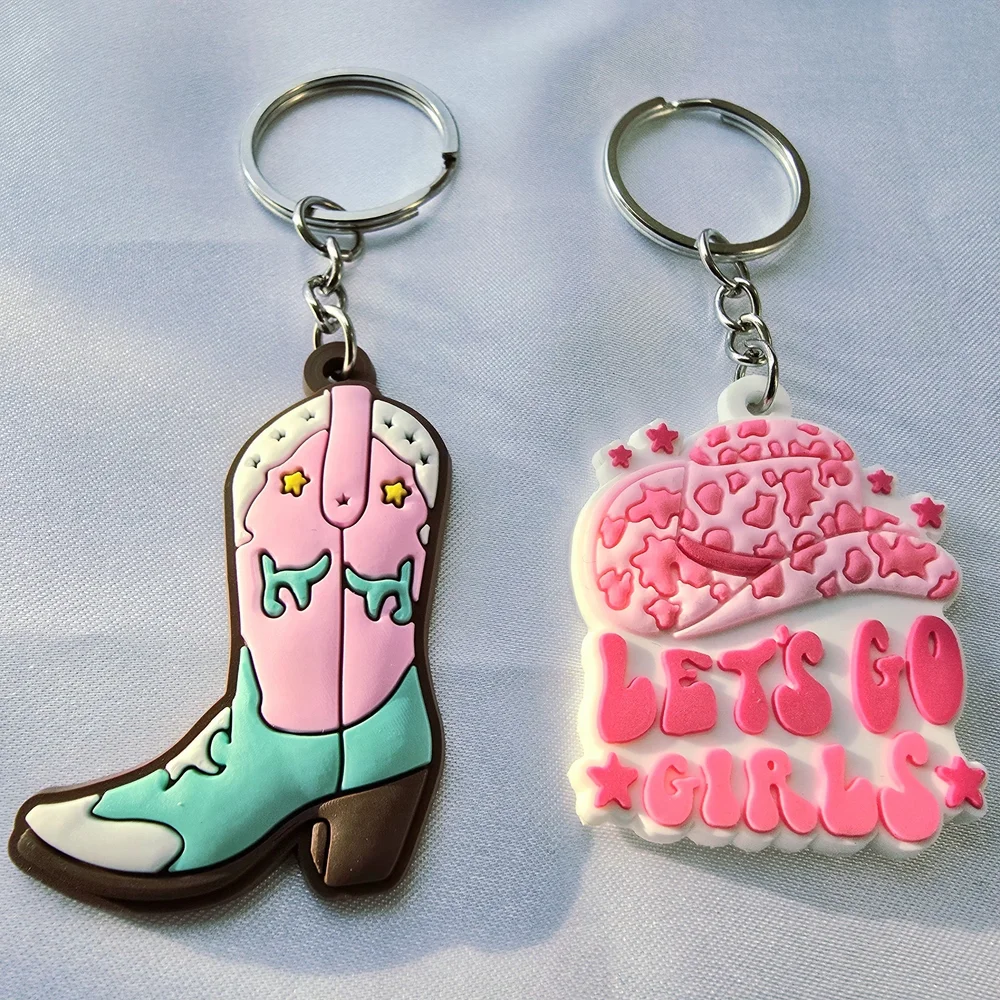 Cowgirl‎ Boot & 'Let's Go Girls' Pink Keychain Set